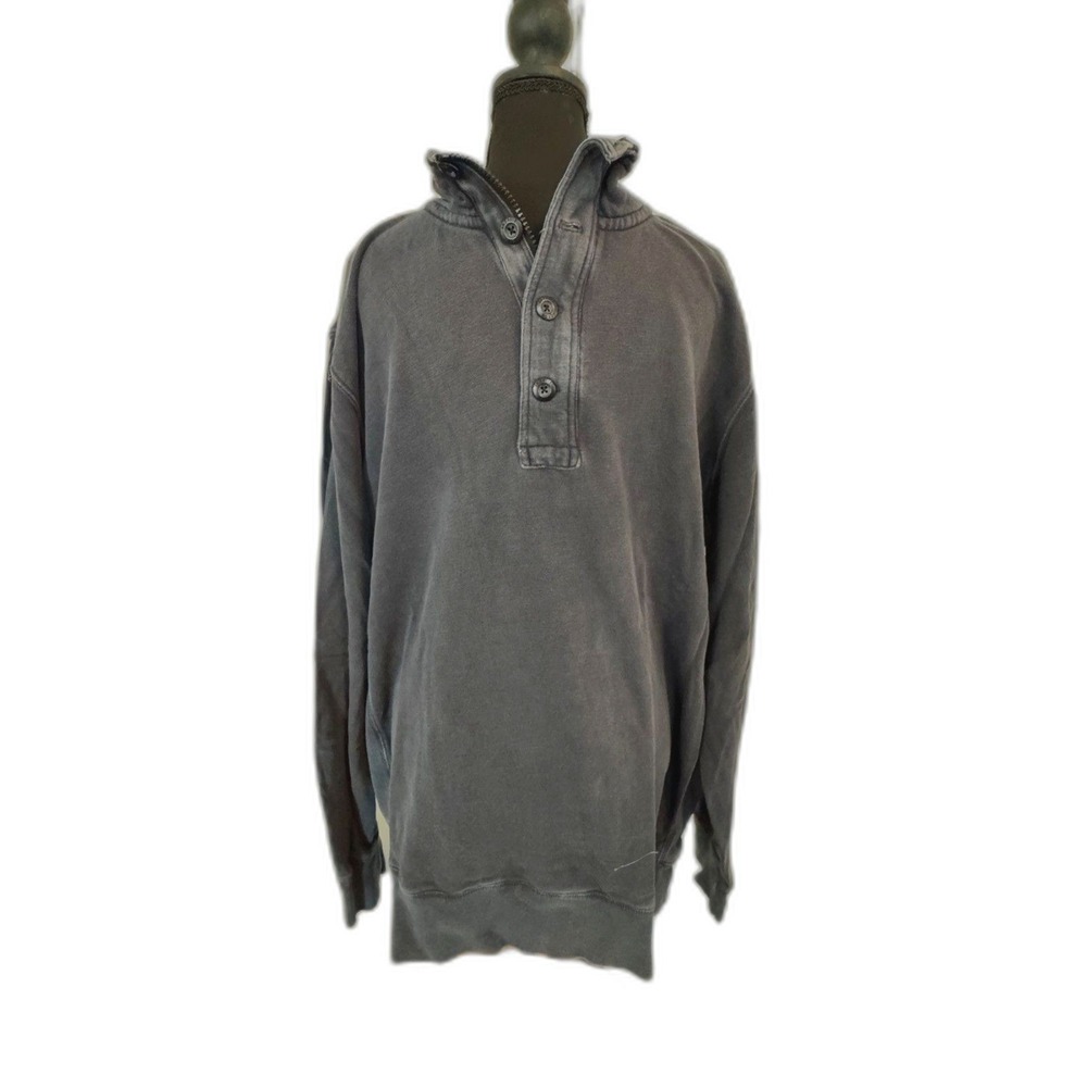 Vintage American Eagle Navy Quarter-Button Henley • Size XLT • 100% Cotton ✨ - Picture 2 of 6